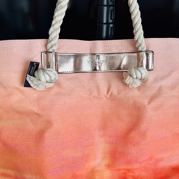 Victoria's Secret pink and orange ombre tote bag with rope handles - Picture 2 of 8